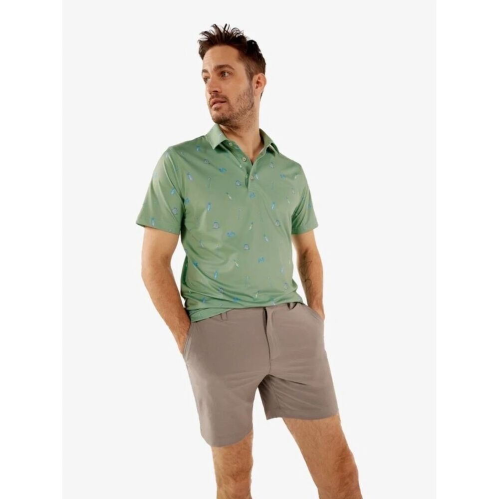 Chubbies The Weekend Has Arrived Performance Polo Mens Medium Green Golf Theme